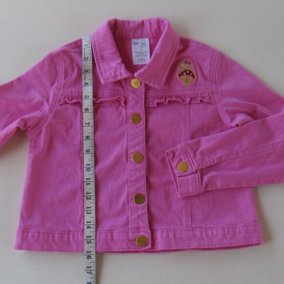 Hello Kitty Girl's Pink Collared Snap Button Light Denim Jean Jacket Size 8 - Picture 7 of 8